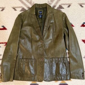 Vintage GAP Leather Olive Green Jacket